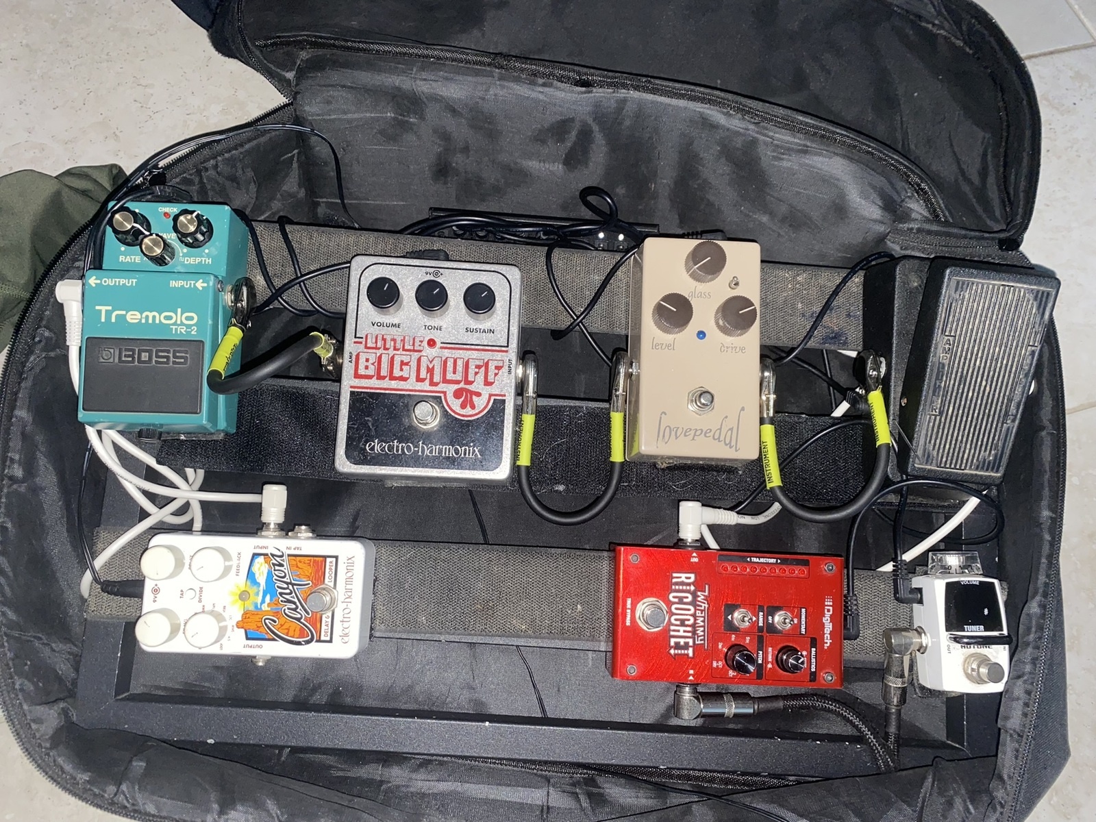 Pedalboard by rosco666 featuring Electro-Harmonix Little Big Muff Pi, Electro-Harmonix Canyon Delay & Looper, and DigiTech Whammy Ricochet and 6 more pieces of gear