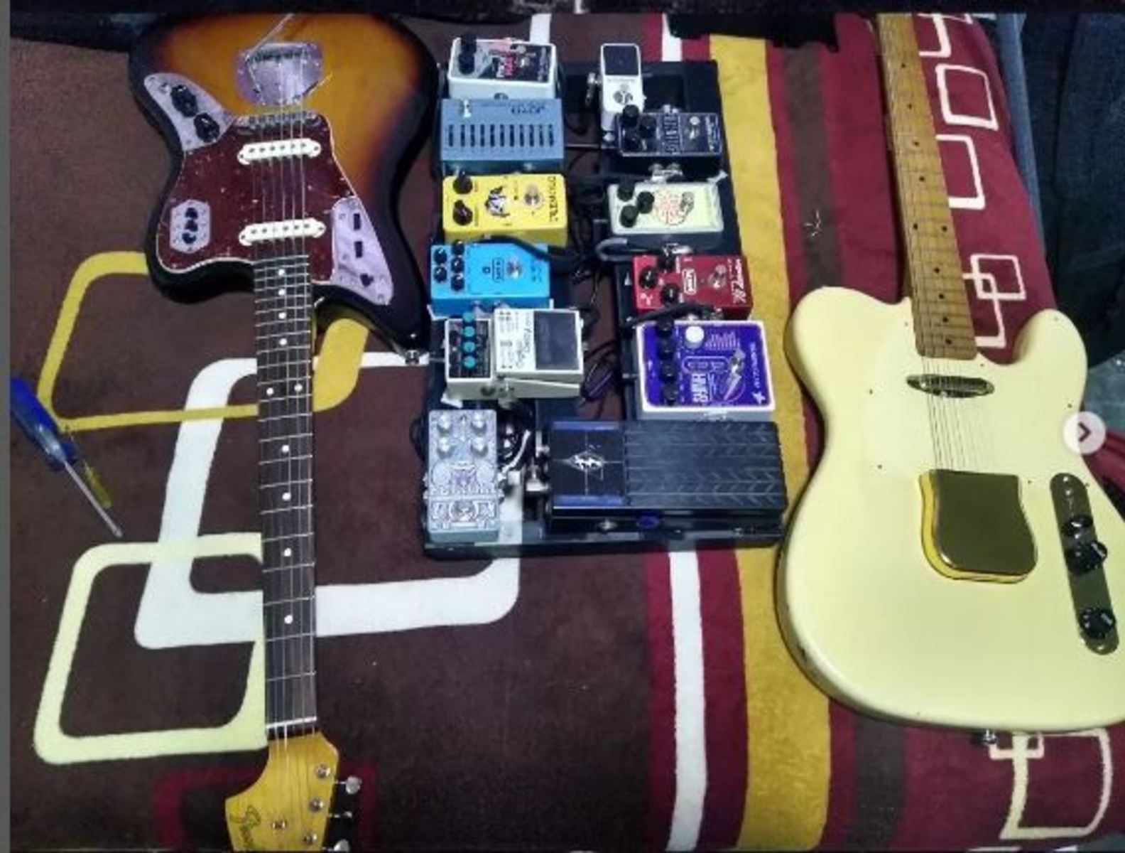 Pedalboard by juan_antonio_rangel_aguilar featuring Fender Jaguar and Fender Telecaster 1974