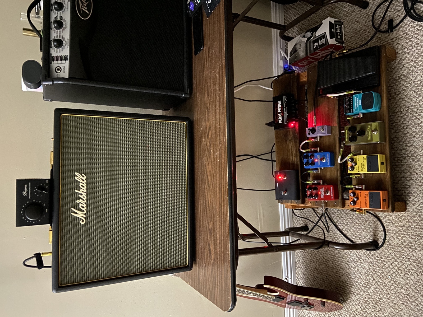 Pedalboard by david_william_crites featuring Marshall Origin 20C Combo, Bugera PS1 Attenuator, and TC Electronic Hall of Fame 2 Reverb and 12 more pieces of gear