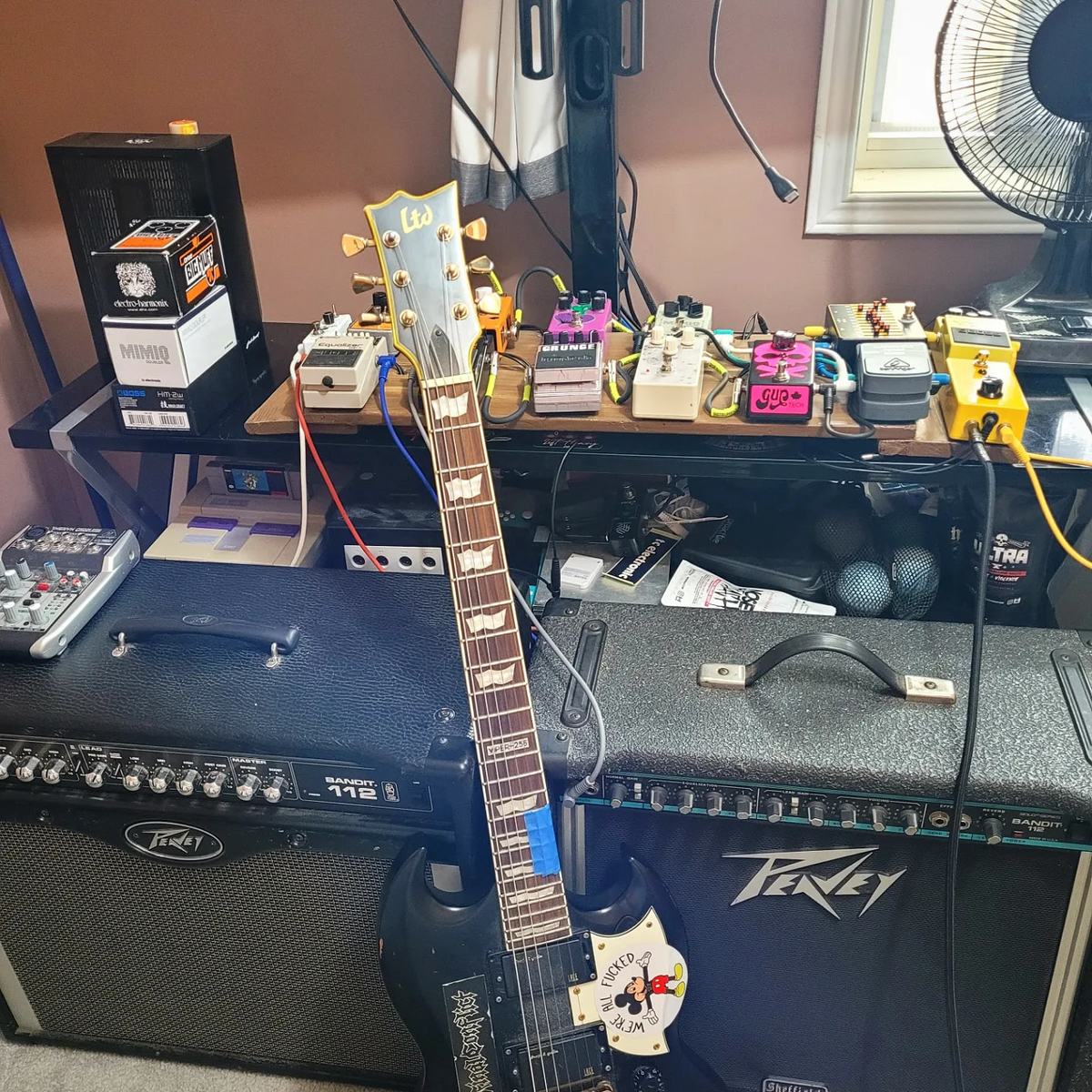 Metal Pedalboard by gorillamac featuring ESP LTD Viper 256P, Peavey Bandit 112, and Peavey Bandit 112 solo series