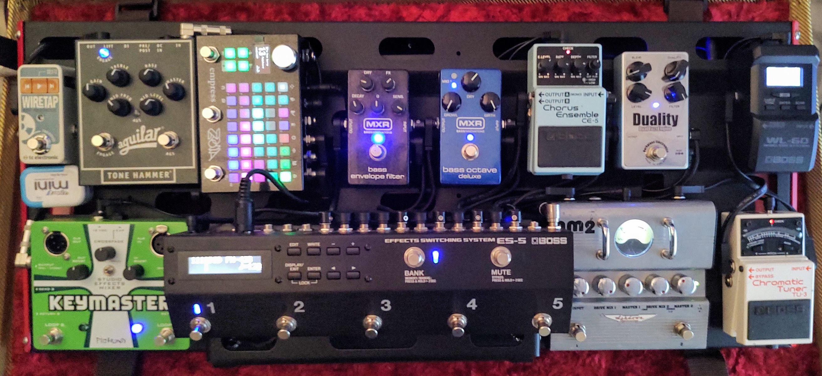Pedalboard by carlos_carrillo featuring Boss TU-3 Chromatic Tuner, Boss WL-60 Wireless, and Ashdown Engineering Nate Mendel Signature NM2 Double Distortion Pedal and 11 more pieces of gear