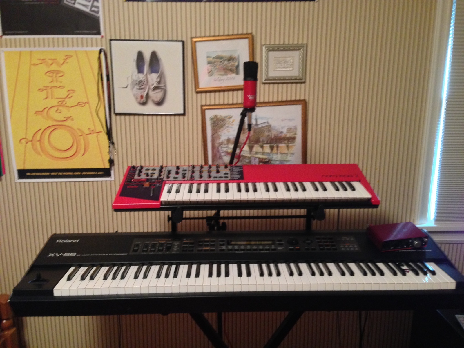 Electronic Synth Setup by coldplay915 featuring Clavia Nord Lead 2 Synthesizer, Focusrite Scarlett 2i2, and Roland XV-88 Synthesizer and 1 more piece of gear