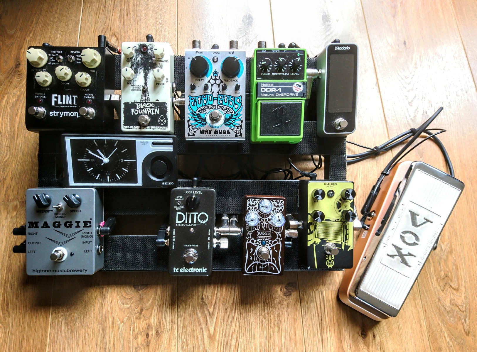 Country Pedalboard by satoriforsale featuring D'Addario PW-CT-20 Chromatic Pedal Tuner, Vox V847-C Wah, and Nobels ODR-1(bc) Natural Overdrive and 9 more pieces of gear