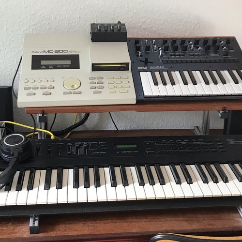 Photo of Roland MC-300 and more gear in a synths