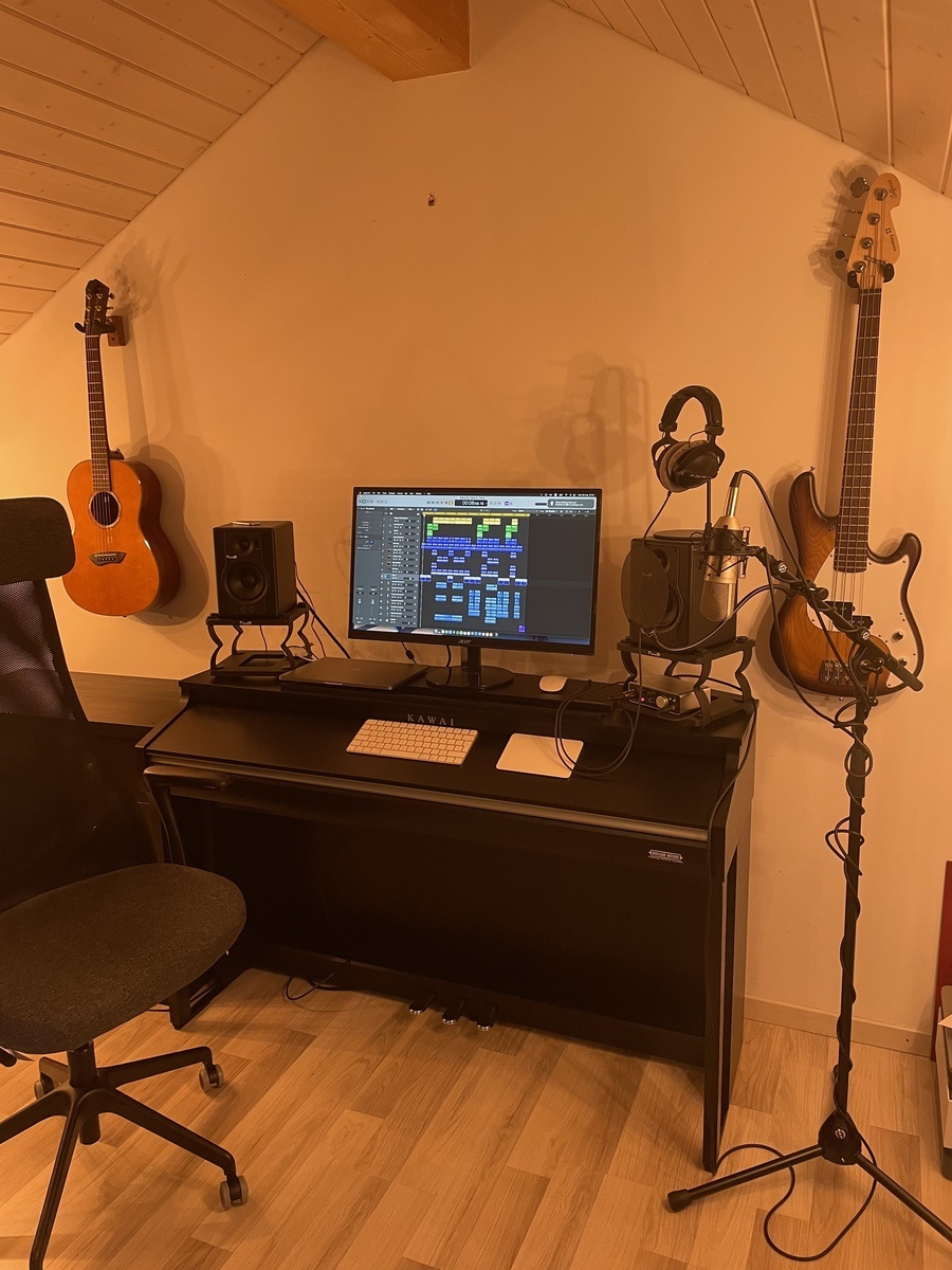 Electronic Studio Setup by dlf97 featuring Apple MacBook Pro (General), Apple Magic Mouse, and Apple Magic Keyboard and 5 more pieces of gear