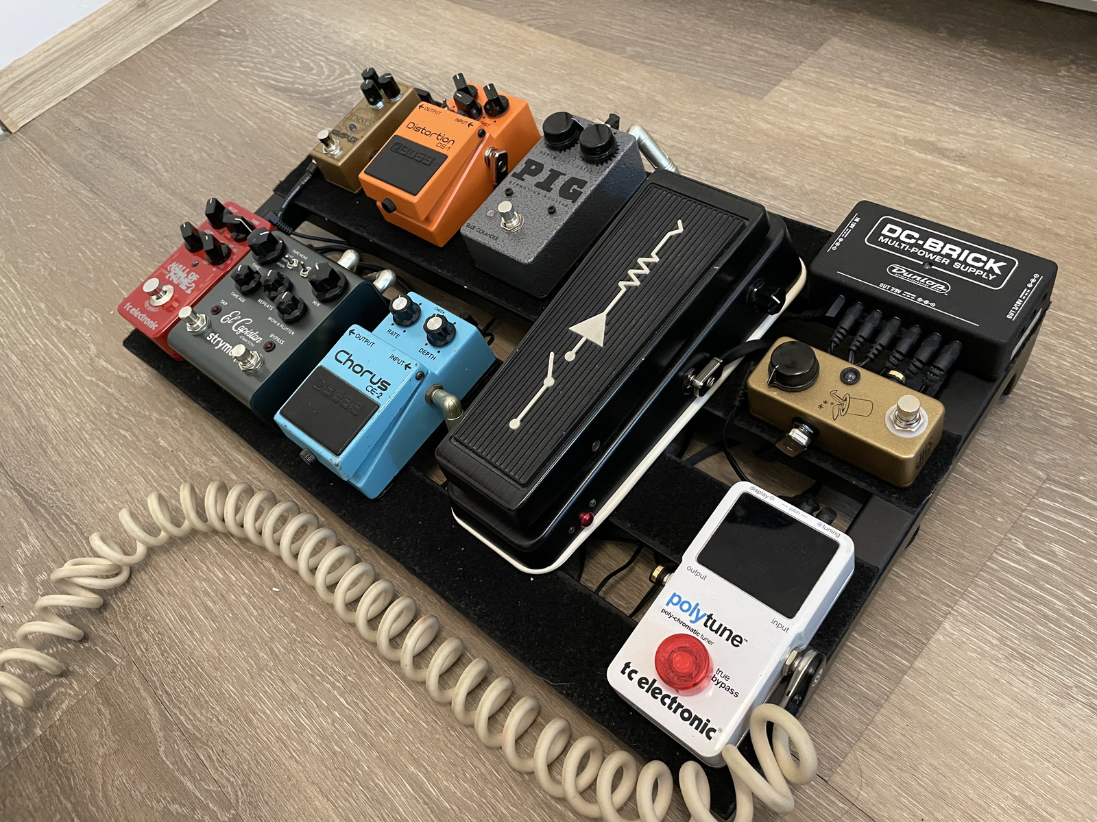 Pedalboard by michalsz featuring TC Electronic PolyTune, JHS Prestige, and Dunlop MC404 CAE Wah Pedal and 6 more pieces of gear
