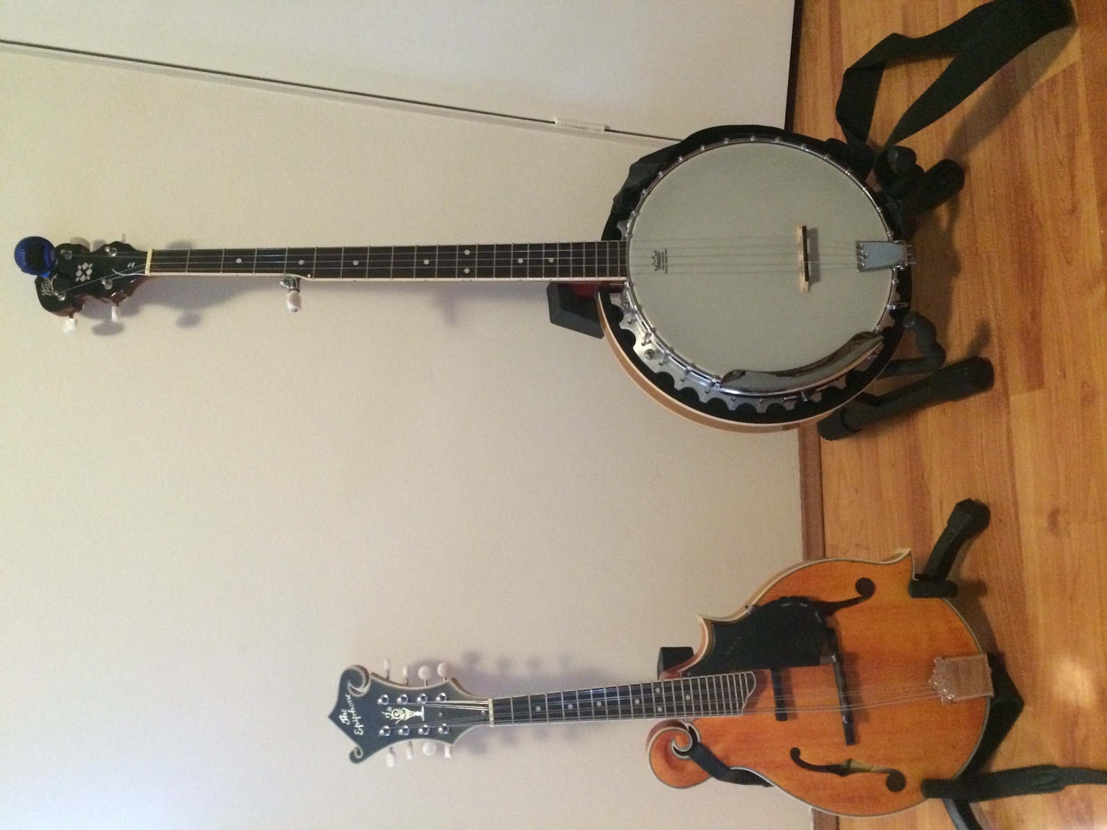 Epiphone Studio Setup by davidlachlanlewis featuring Washburn B9 5-String Banjo and Epiphone MM-50E F-Style Acoustic-Electric Mandolin