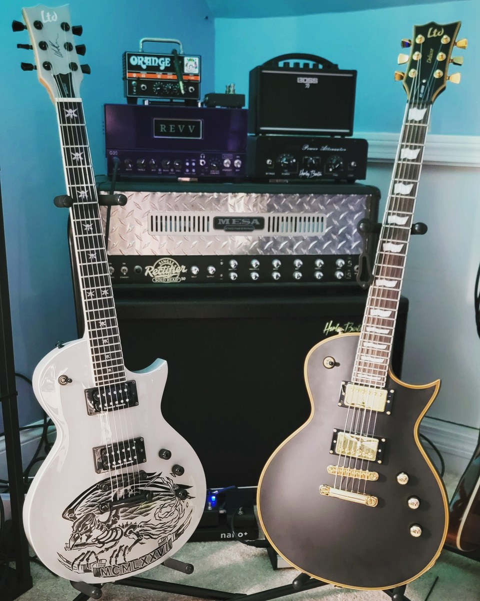 Metal Amp Rig by adipiero featuring ESP LTD Will Adler Warbird, ESP LTD EC-1000 Deluxe, and Mesa/Boogie Single Rectifier Rect-o-Verb Series II 2-Channel 50W and 2 more pieces of gear