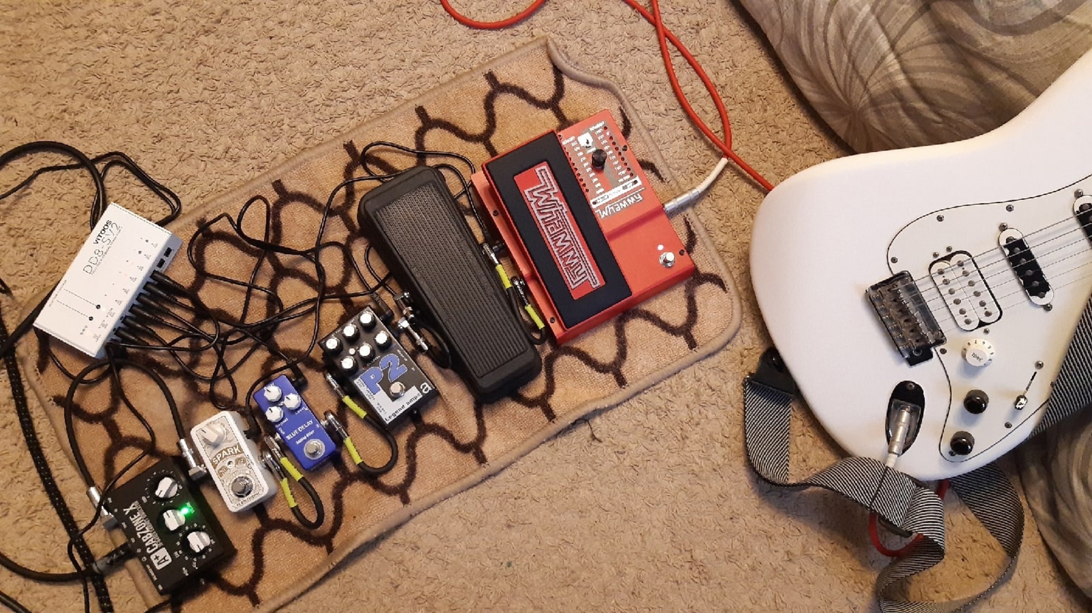 Metal Pedalboard by staesofb featuring DigiTech WH-5 Whammy V, Dunlop GCB95F Cry Baby Classic Wah Wah, and AMT Electronics Legend Amp Series II P2 and 3 more pieces of gear