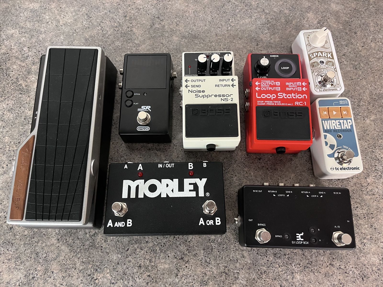 Metal Music Gear Setup by thquib featuring Fender Tread Light Volume/Expression Pedal, Morley ABY Footswitch, and Monoprice 611220 Chromatic Pedal Tuner and 4 more pieces of gear