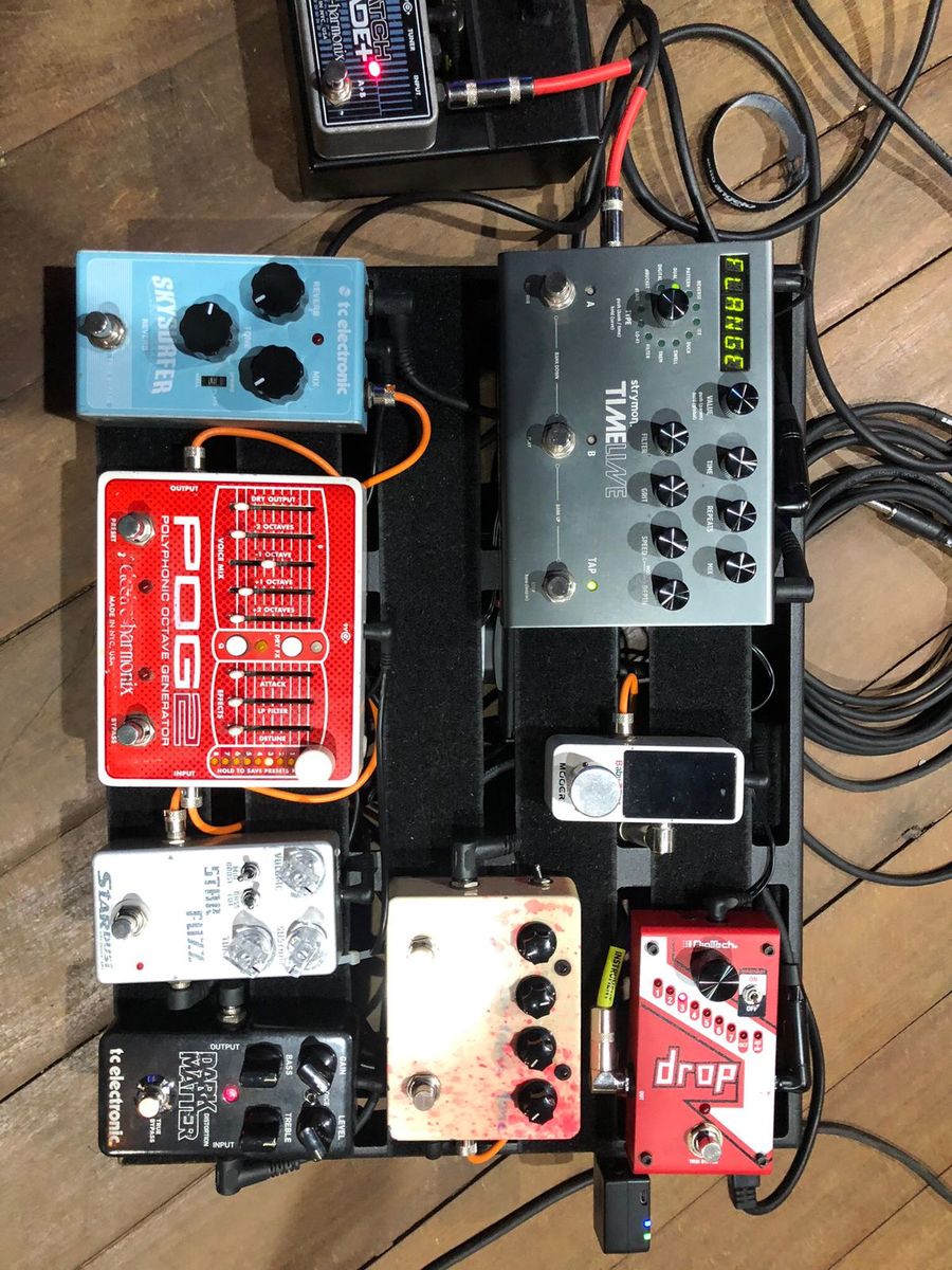 Pedalboard by matheuzmachado featuring Strymon TimeLine, Mooer Baby Tuner, and DigiTech Drop