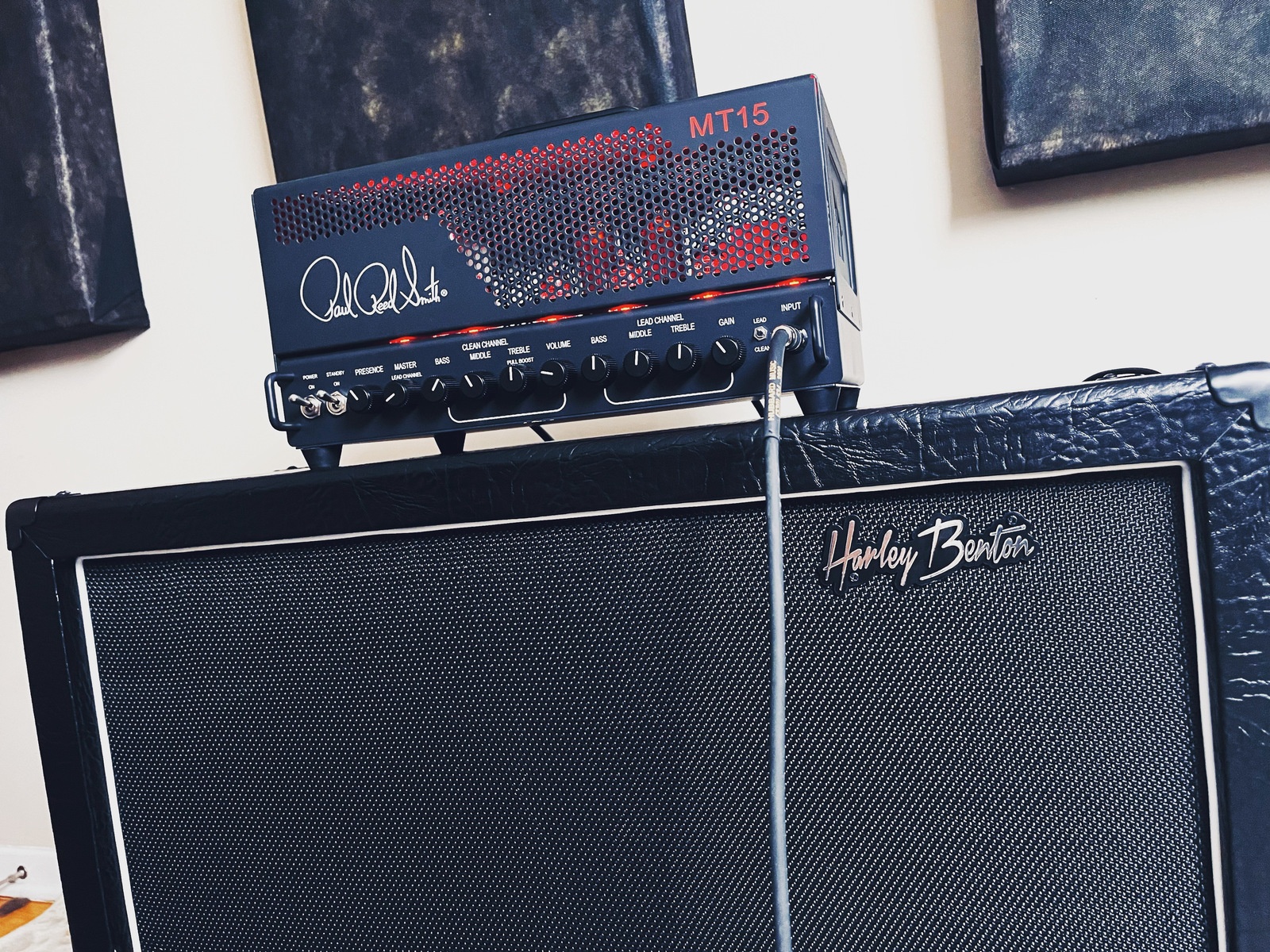 Harley Benton Studio Setup by maptaincorgan featuring PRS Mark Tremonti Signature MT 15 and Harley Benton G212 Vintage Guitar Cabinet