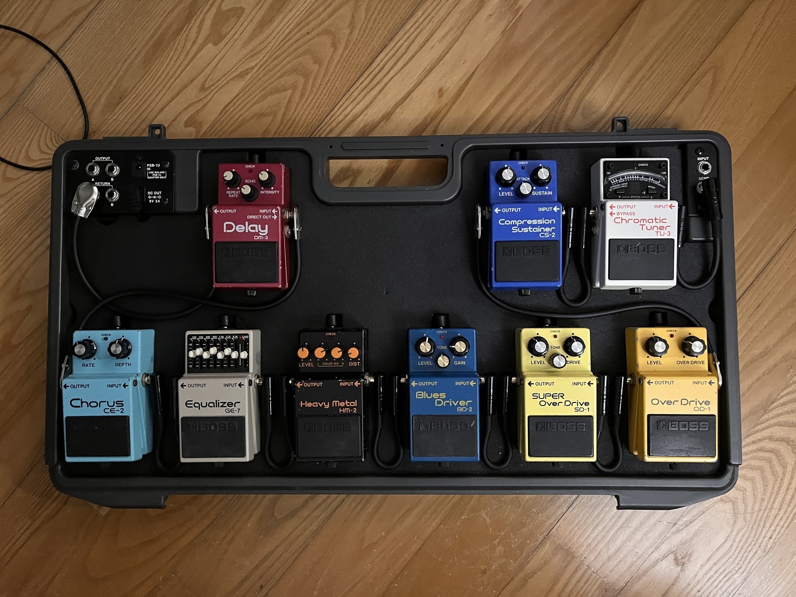 Pedalboard by thitipan featuring Boss TU-3 Chromatic Tuner, Boss CS-2 Compression Sustainer, and Boss OD-1 OverDrive and 7 more pieces of gear