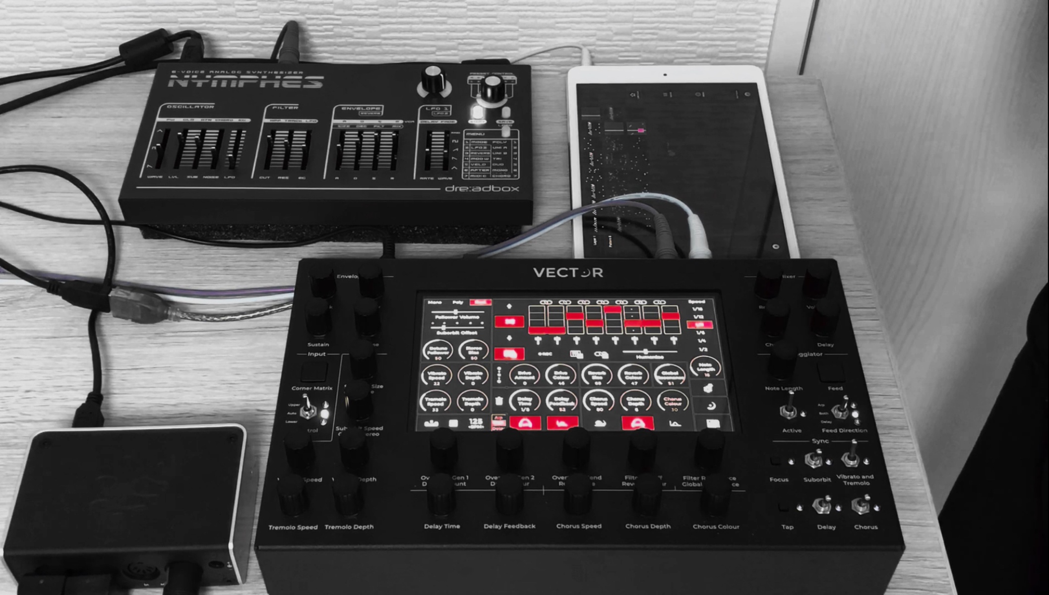 Live Rig by kafkaforpresident featuring Vector Synthesizer, Dreadbox Nymphes, and iConnectivity iConnectMIDI2+