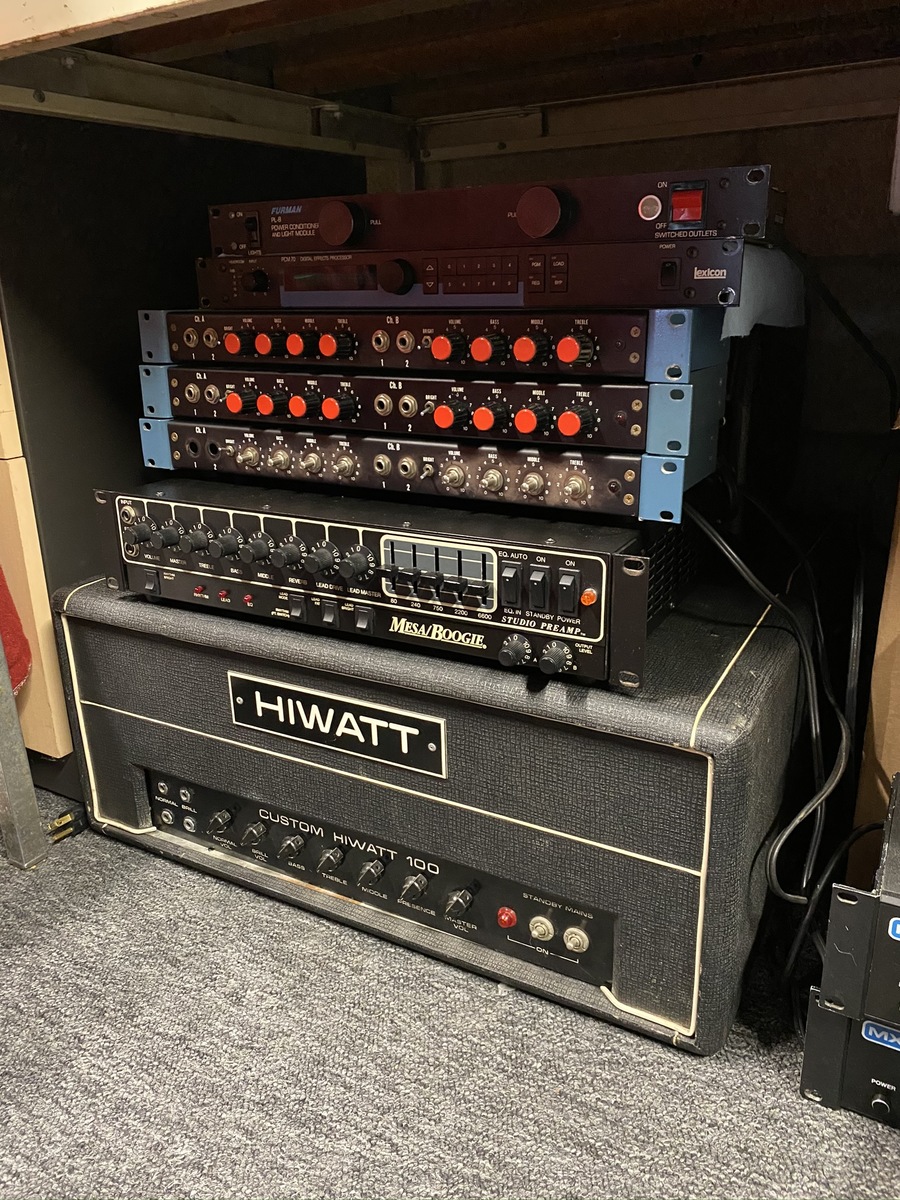 Electronic Studio Setup by artbarsnstripes featuring Hiwatt DR103 Custom 100, Mesa/Boogie Studio Preamp, and Alembic F-2B Preamp and 2 more pieces of gear
