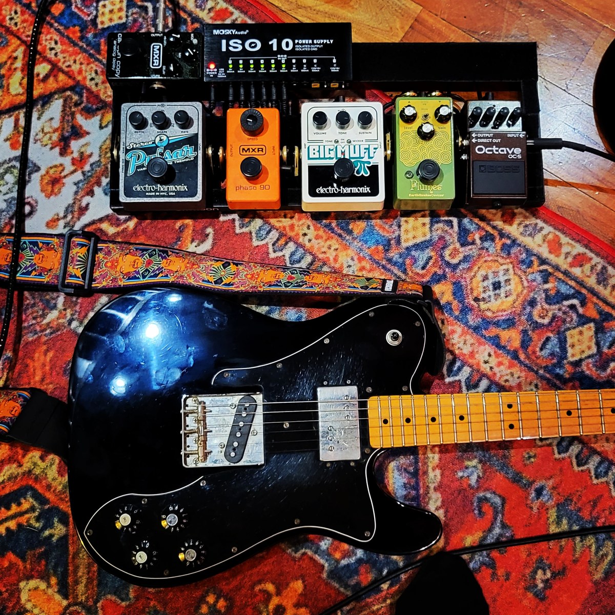 Pedalboard by kevskevskevskevs featuring MXR M101 Phase 90, Electro-Harmonix XO Stereo Pulsar, and MXR M169 Carbon Copy and 5 more pieces of gear