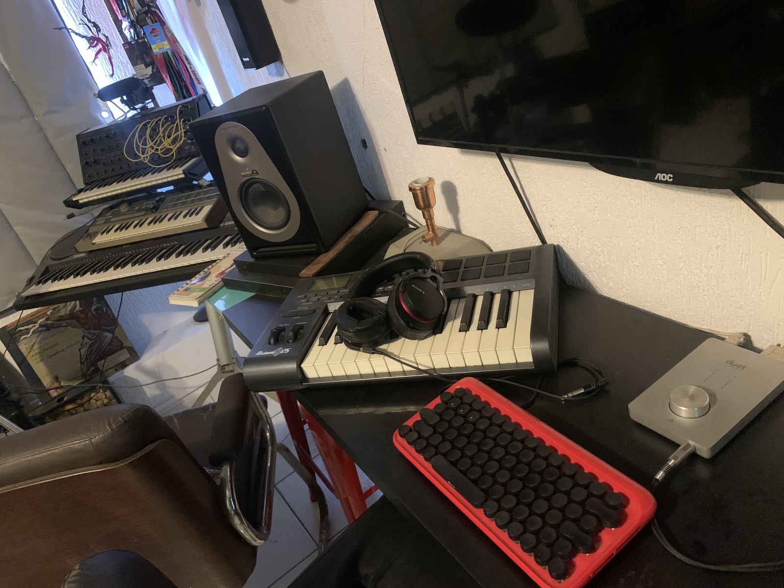 Electronic DJ Setup by andreberaldino featuring Sony MDR-1A Premium Hi-Res Stereo Headphones, Samson Resolv A5 Studio Monitors, and Korg MS-20 Mini and 3 more pieces of gear