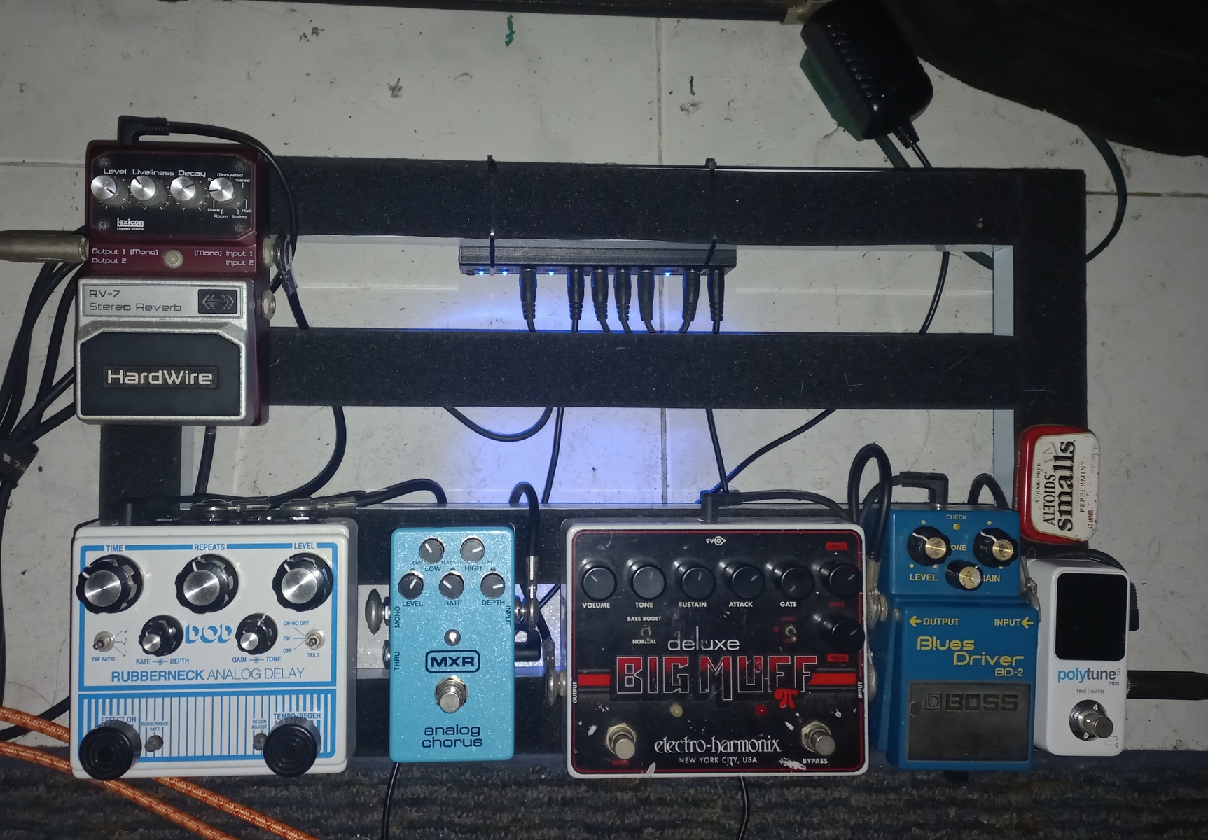 Pedalboard by delusionalism featuring TC Electronic PolyTune 3, Boss BD-2 Blues Driver, and Electro-Harmonix Deluxe Big Muff Pi and 4 more pieces of gear