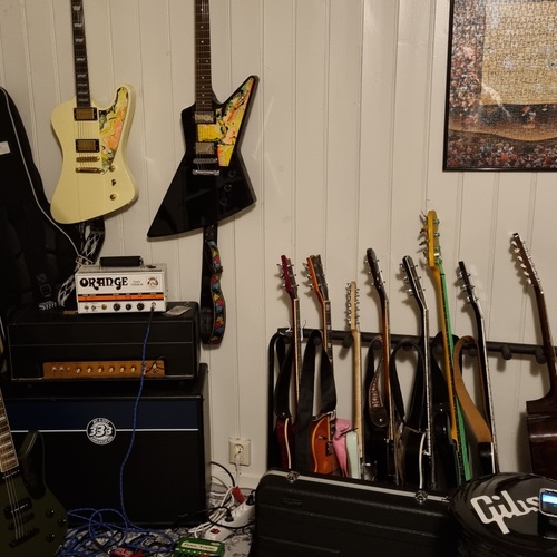 Photo of ESP Standard Eclipse and more gear in a guitar and amplifier