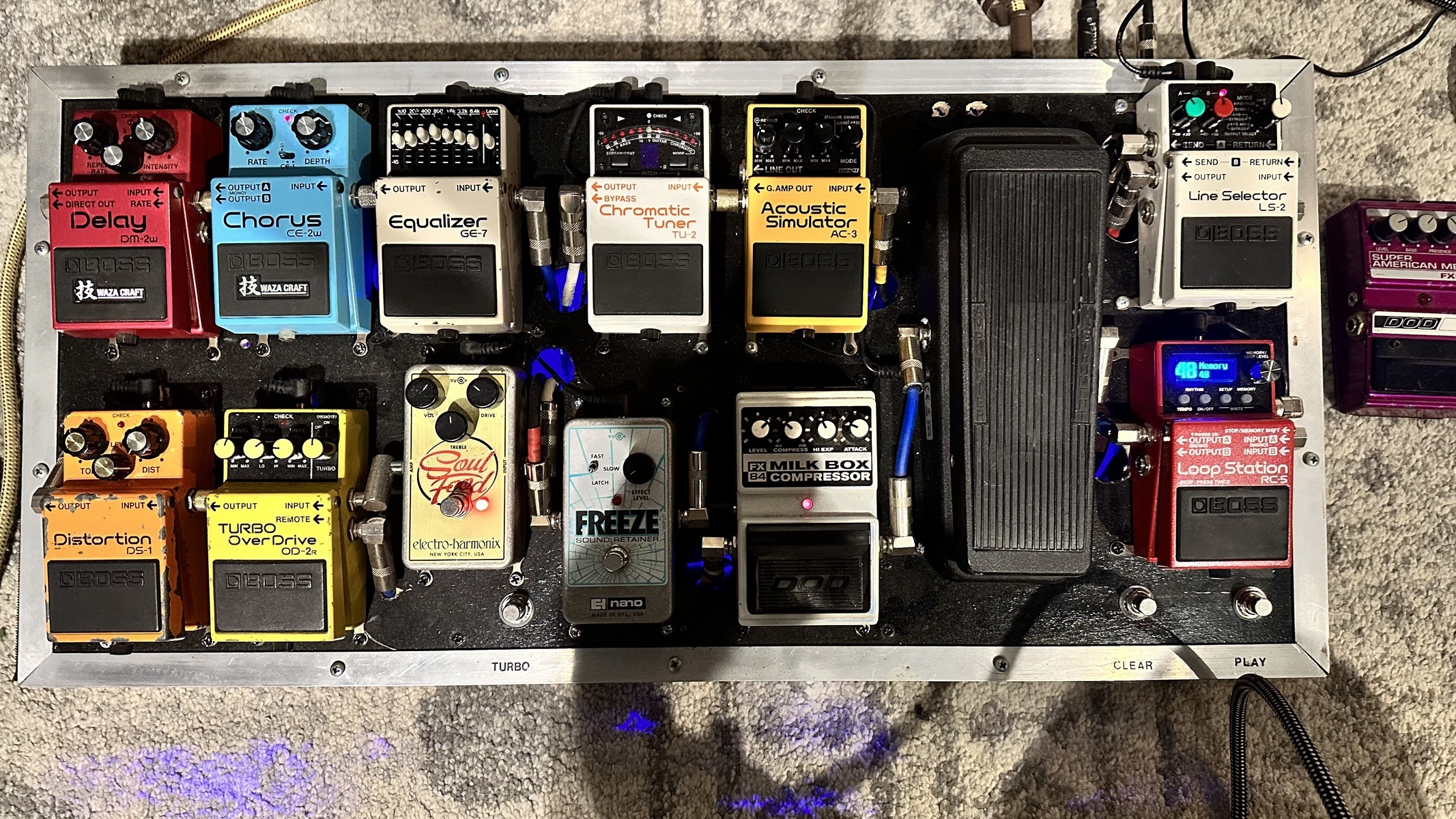 Boss Pedalboard by jackblues featuring DOD FX84 Milk Box Compressor, Electro-Harmonix Soul Food, and Boss OD-2R Turbo OverDrive and 10 more pieces of gear