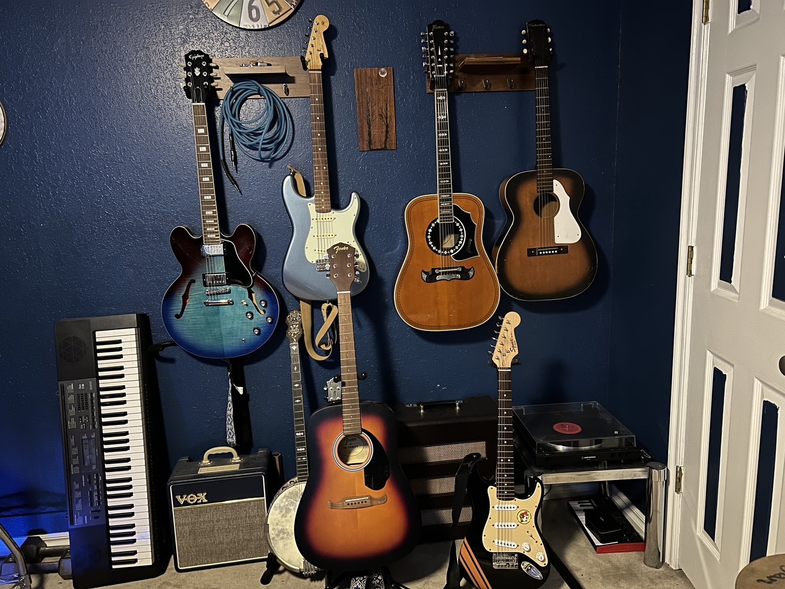 Fender Studio Setup by cadenbenton featuring Fender Vintera 60's Stratocaster, Squier Mini Stratocaster, and Epiphone ES-335 and 1 more piece of gear