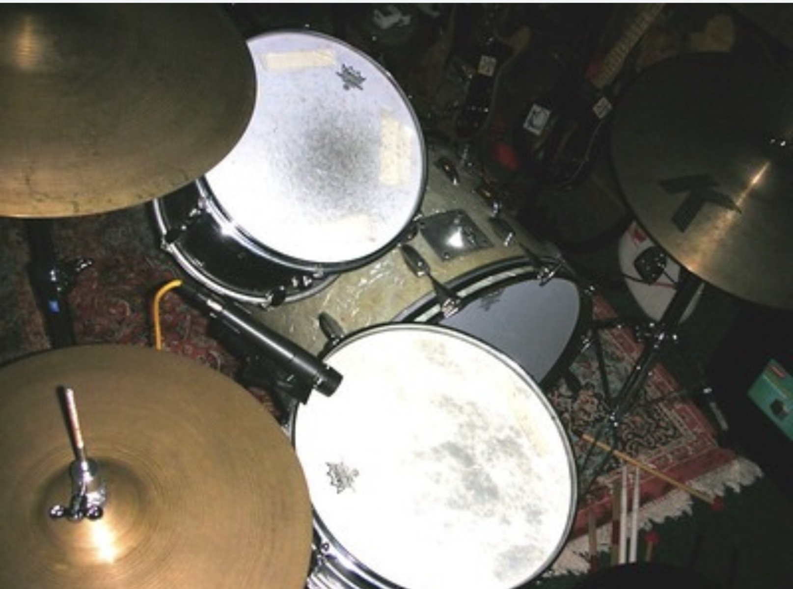 Drum Kit by neale_scott featuring Slingerland White Marine Pearl, Ludwig Acrolite 5x14 Snare Drum, and Shure SM57 and 1 more piece of gear