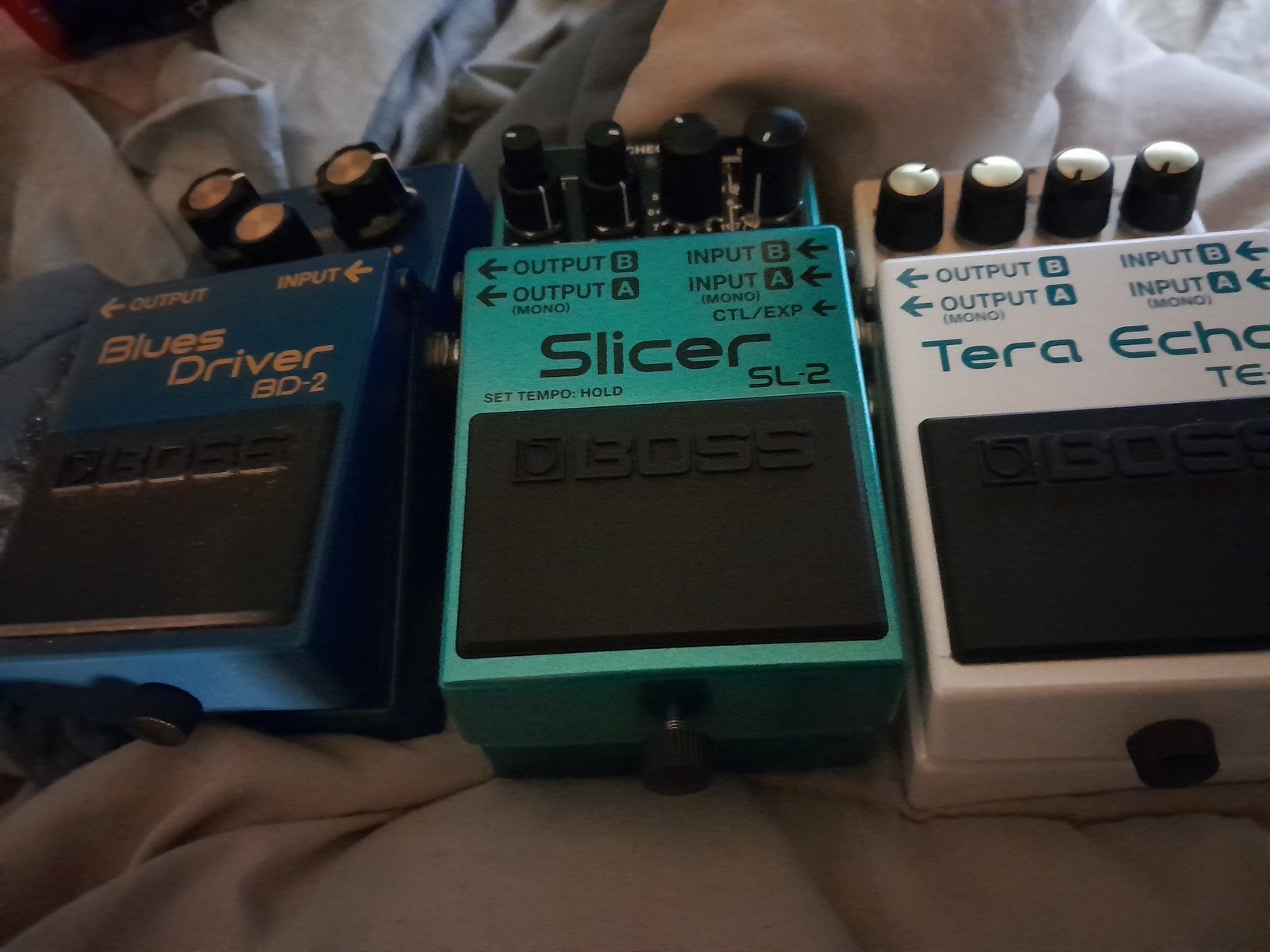 Music Gear Setup by lycheefinal featuring Boss SL-2 Slicer, Boss BD-2 Blues Driver, and Boss TE-2 Tera Echo