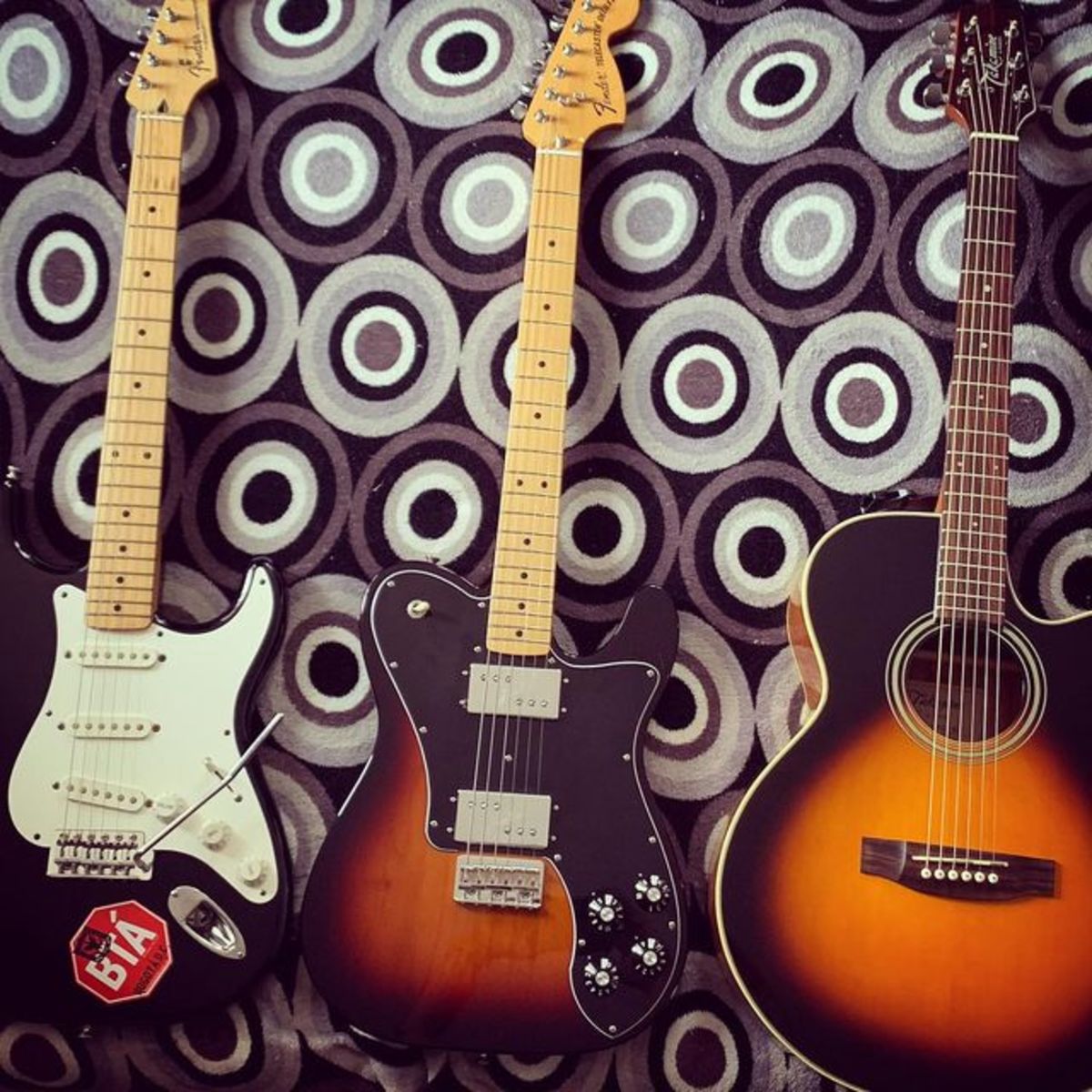 Fender Music Gear Setup by r3nn3v0x featuring Fender Stratocaster Electric Guitar, Fender Classic Series '72 Telecaster Deluxe, and Takamine G Series G260C-BL