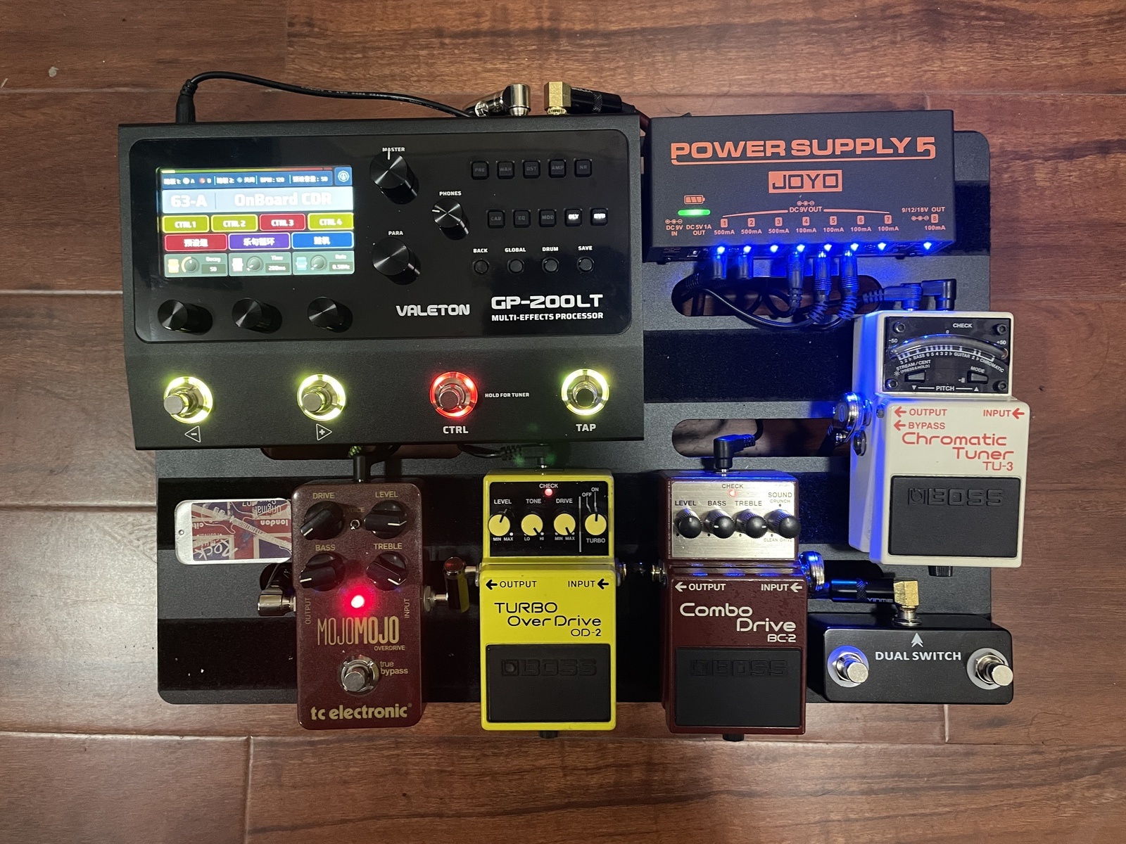 Boss Pedalboard by simonleefun featuring Boss TU-3 Chromatic Tuner, Boss BC-2 Combo Drive, and Boss OD-2 Turbo OverDrive and 4 more pieces of gear