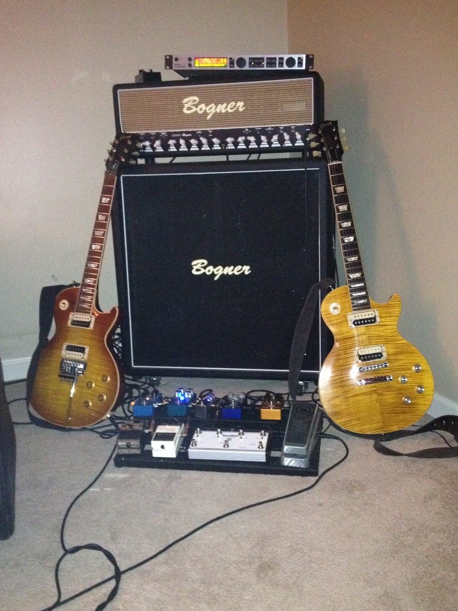 Metal Amp Rig by shortbusmichael featuring Gibson Slash Appetite Les Paul Standard, Bogner Ecstasy 101B Amp Head, and Bogner 4x12 Straight Cabinet