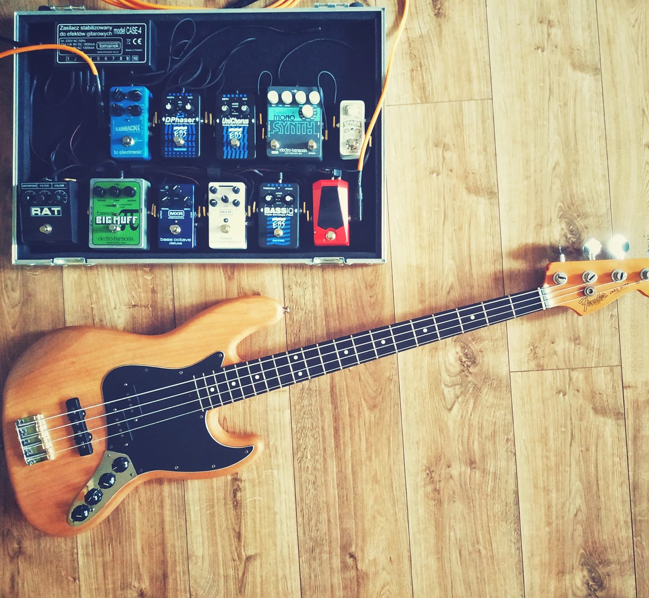 Metal Pedalboard by smo featuring Fender Jazz Bass Reggie Hamilton Anniversary, Pro Co RAT, and Korg Pitchblack Advance and 9 more pieces of gear