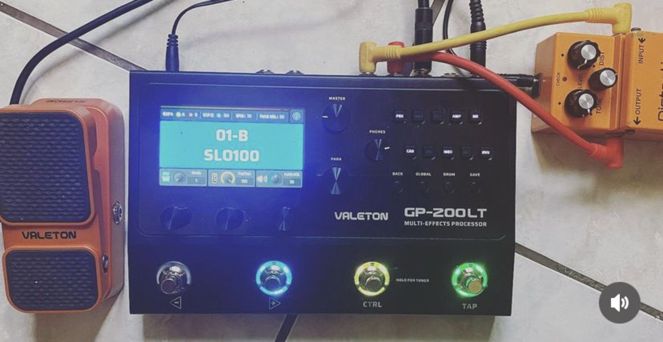 Valeton Live Rig by 10moremiles featuring Valeton GP-200LT Multi-Effects Processor, Boss DS-1 Distortion, and Valeton Surge EP-2 Passive Volume / Expression Pedal