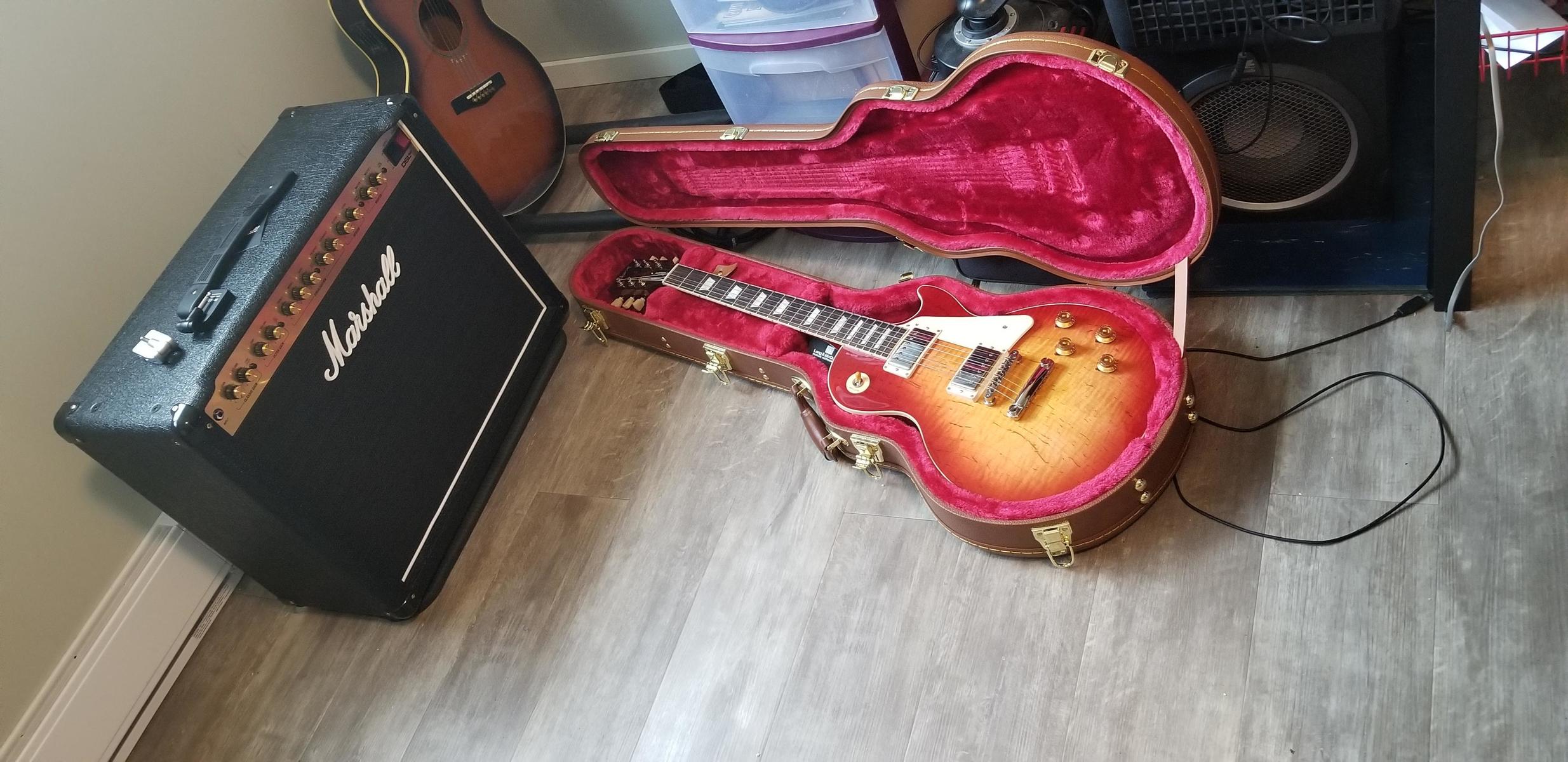 Amp Rig by erik_bailey featuring Gibson Les Paul Standard '50s Electric Guitar, Marshall DSL40CR 40W 1x12 Tube Guitar Combo Amp, and Getaria Wireless Transmitter for Guitar/Bassguitar/Ukulele