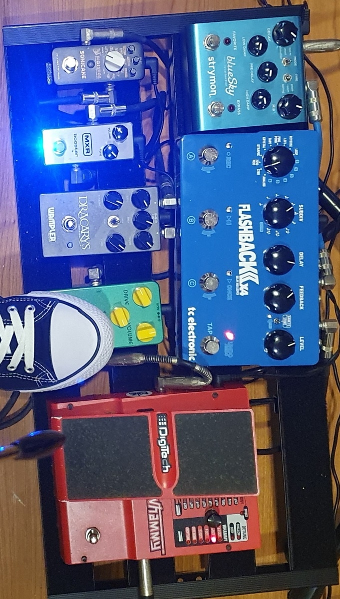 Metal Pedalboard by syon featuring Wampler Dracarys, Strymon blueSky Reverberator V2, and Joyo JF-01 Vintage Overdrive and 4 more pieces of gear