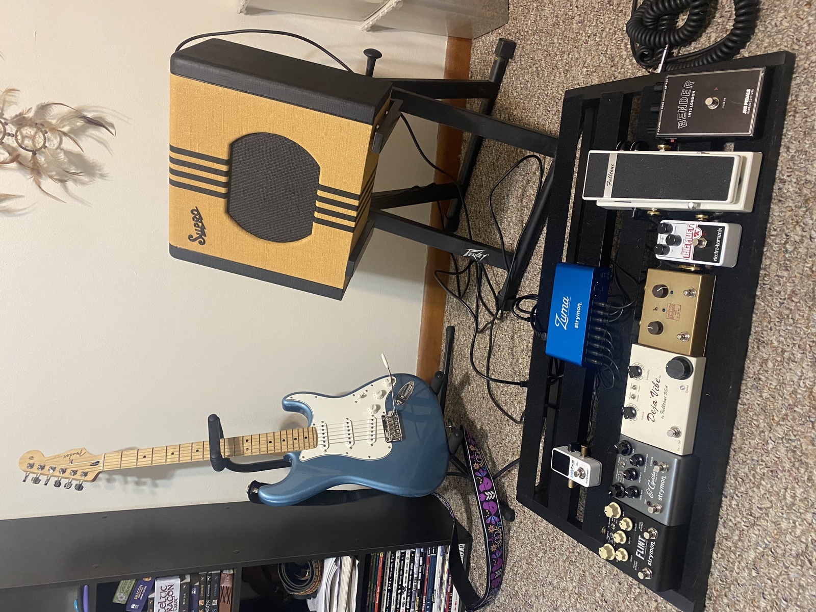 Pedalboard by soillsostrange featuring JHS Legends of Fuzz Series Bender, Strymon Flint, and Strymon El Capistan dTape Echo and 8 more pieces of gear