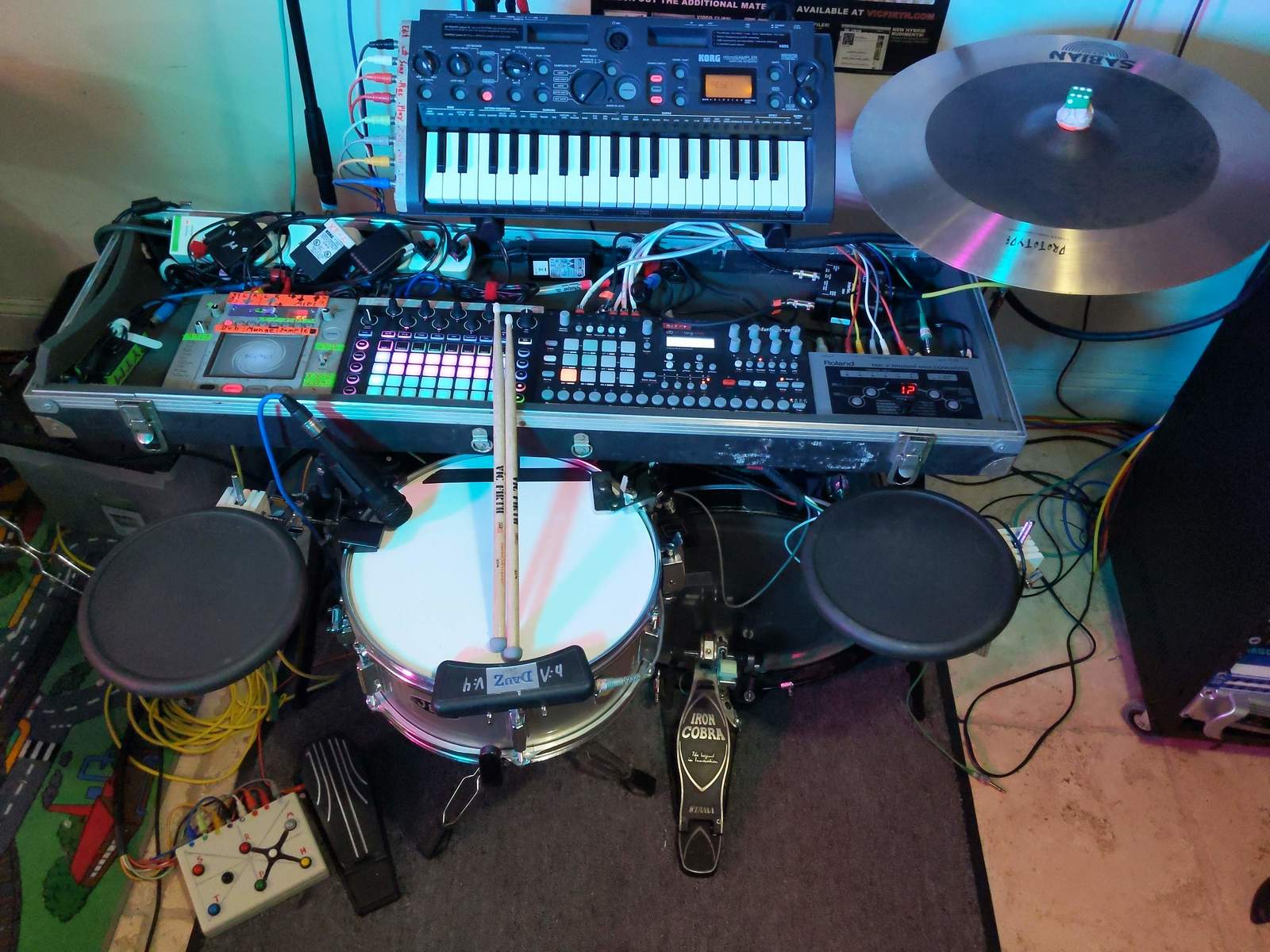 Drum Kit by patrick_richardson featuring Pearl rhythm traveler, Korg Microsampler, and Elektron Analog RYTM and 3 more pieces of gear