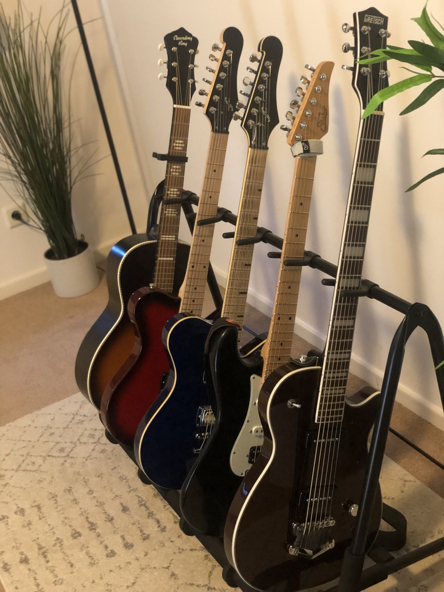 Country Music Gear Setup by beddau featuring First Act CE 220 Sheena, Gretsch G5260 Electromatic Jet Baritone, and Suhr Classic S Antique and 1 more piece of gear