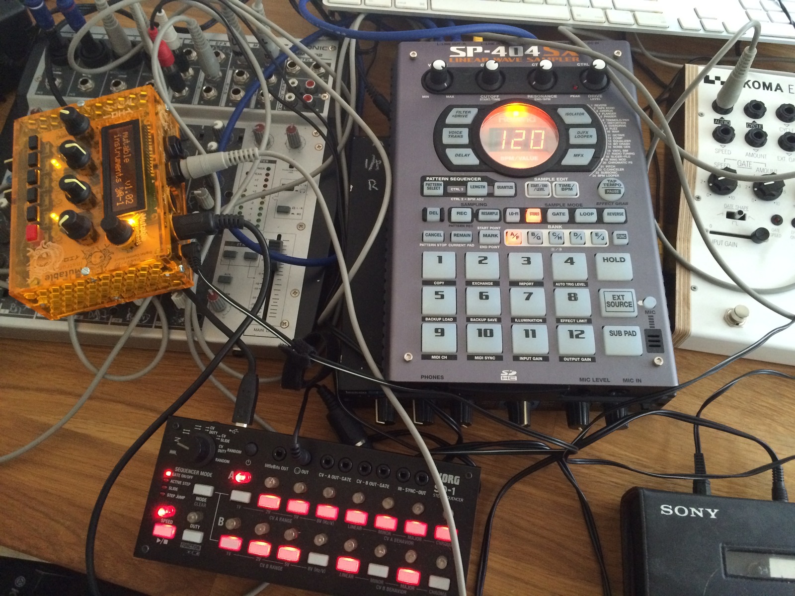 Electronic Studio Setup by andrewlagowski featuring Roland SP-404SX, Mutable Instruments Shruthi-1, and Korg SQ-1