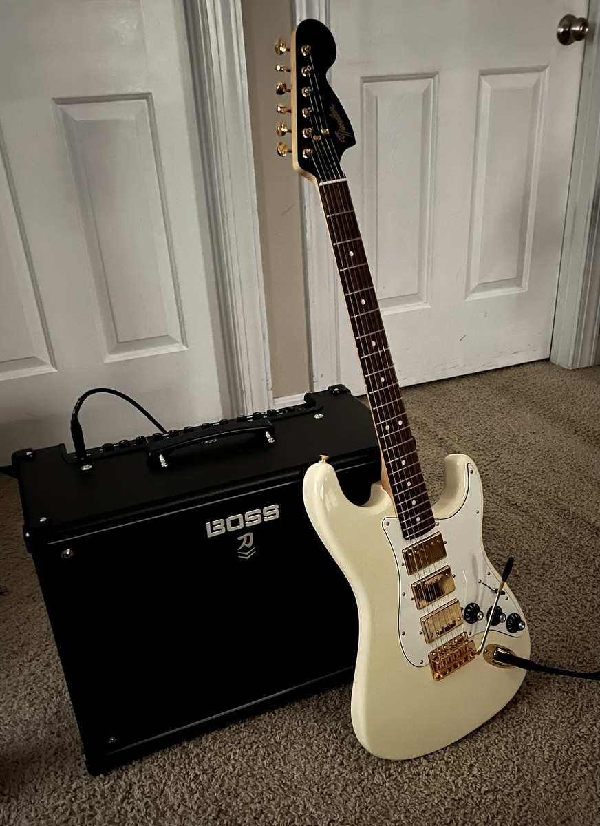 Boss Studio Setup by jayskye featuring Boss Katana-100 MKII and Fender Blacktop Stratocaster