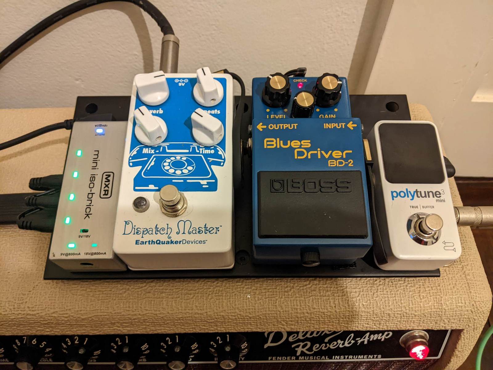 Country Pedalboard by declan_kirk featuring TC Electronic PolyTune 3 Mini, Boss BD-2 Blues Driver, and EarthQuaker Devices Dis­patch Master V2 and 2 more pieces of gear