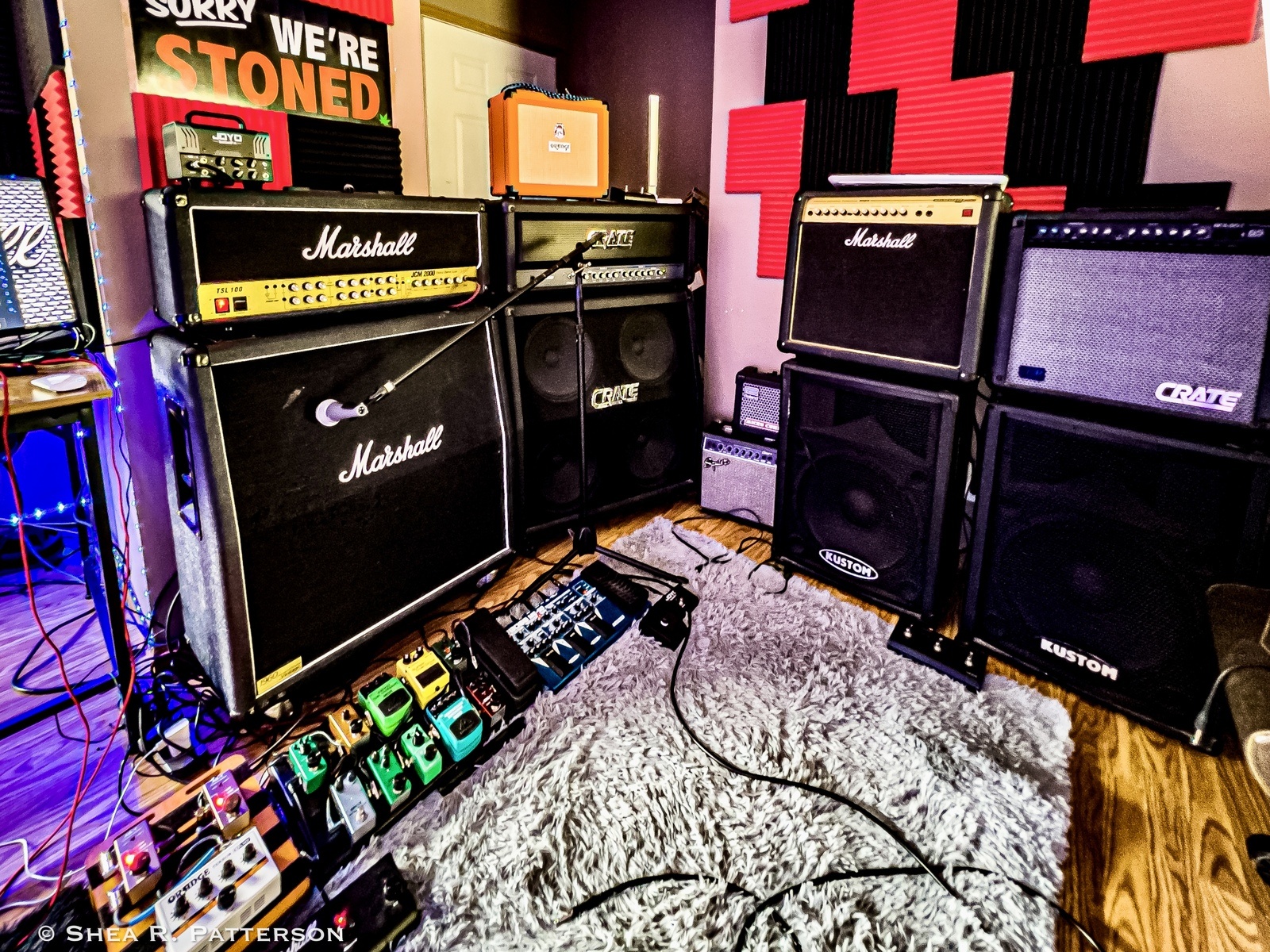 Electronic Studio Setup by shea_patterson featuring Marshall JCM2000 TSL 100 Triple Super Lead 3-Channel 100-Watt Guitar Amp Head, Crate GT412ST Guitar Speaker Cabinet (300 Watts, 4x12"), and Crate Excalibur GX-900H and 19 more pieces of gear