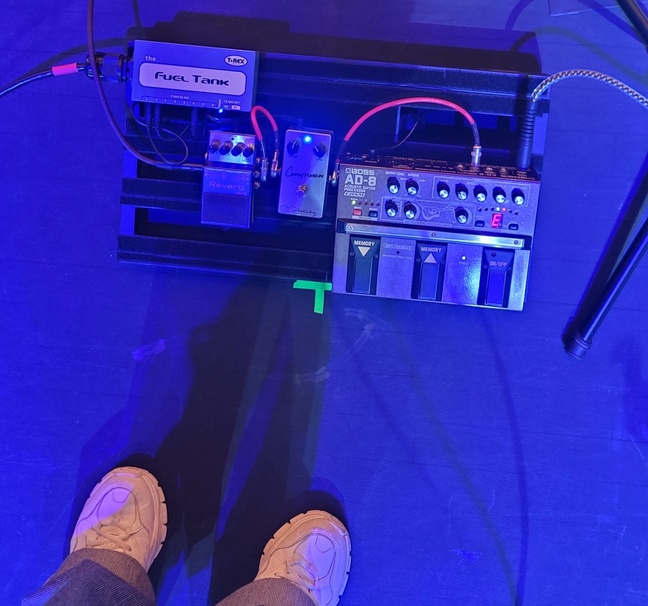 Pedalboard by inaekkum featuring T-Rex Engineering FuelTank Classic Power Supply, Boss AD-8 Acoustic Guitar Processor, and Boss RV-6 Reverb and 3 more pieces of gear