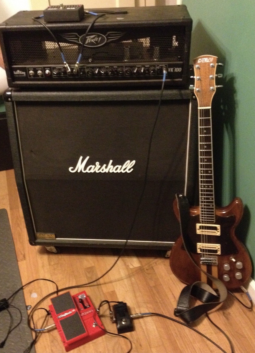 Metal Pedalboard by cornfed94 featuring Peavey Valveking VK100 Head, Marshall 1960A 4x12'' Cabinet, and Gretsch 7628 Committee and 3 more pieces of gear