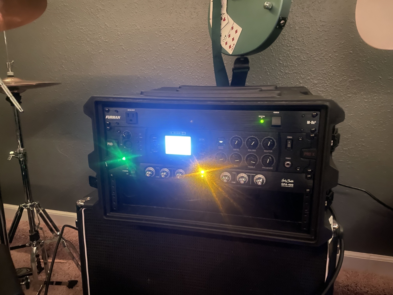 Metal Live Rig by ashton_roske featuring Line 6 Pod HD Pro X, Furman M-8 Power Conditioner, and Harley Benton GPA-400 and 1 more piece of gear