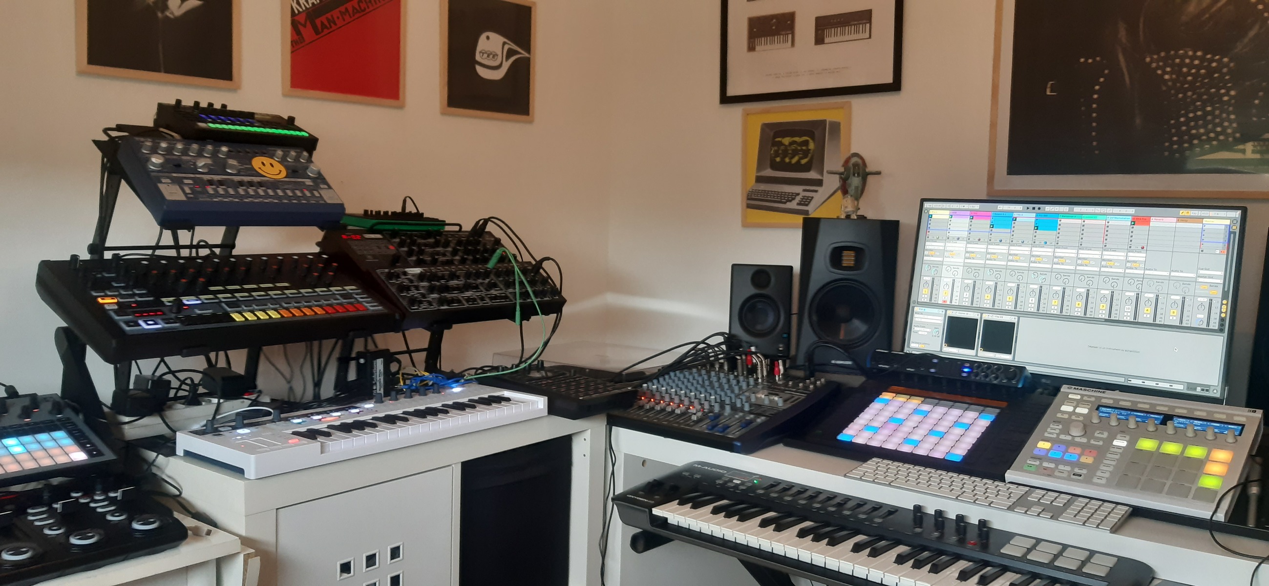 Electronic Studio Setup by commuter featuring Apple Mac Mini (General), ADAM Audio T7V Powered Studio Monitor, and PreSonus Eris 3.5 Studio Monitor and 16 more pieces of gear