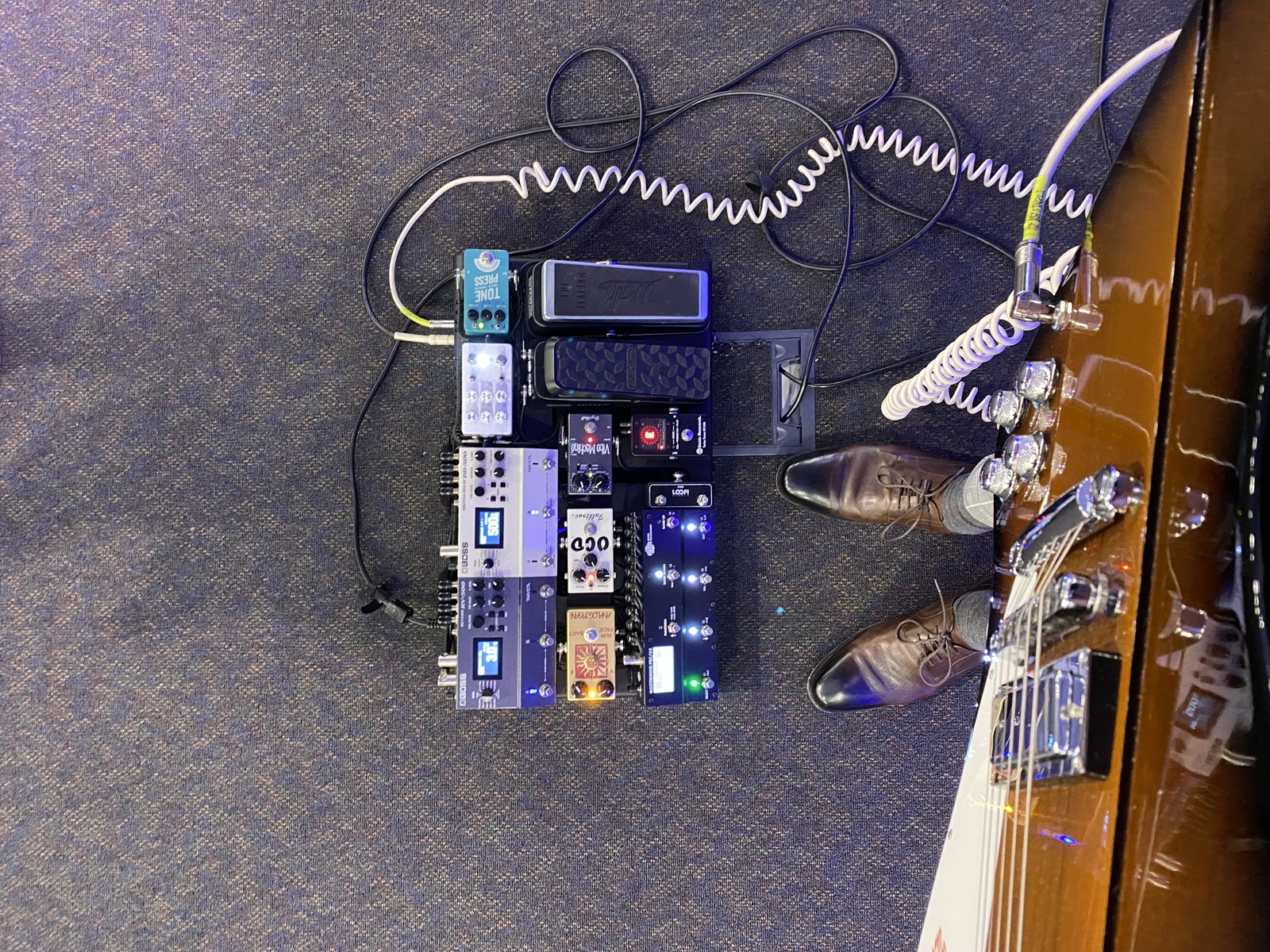 Pedalboard by samuel_balazs featuring Barber Electronics Compact Tone Press Parallel Compressor, LAA custom Italian wah, and Dunlop DVP3 Volume (X) Pedal and 8 more pieces of gear