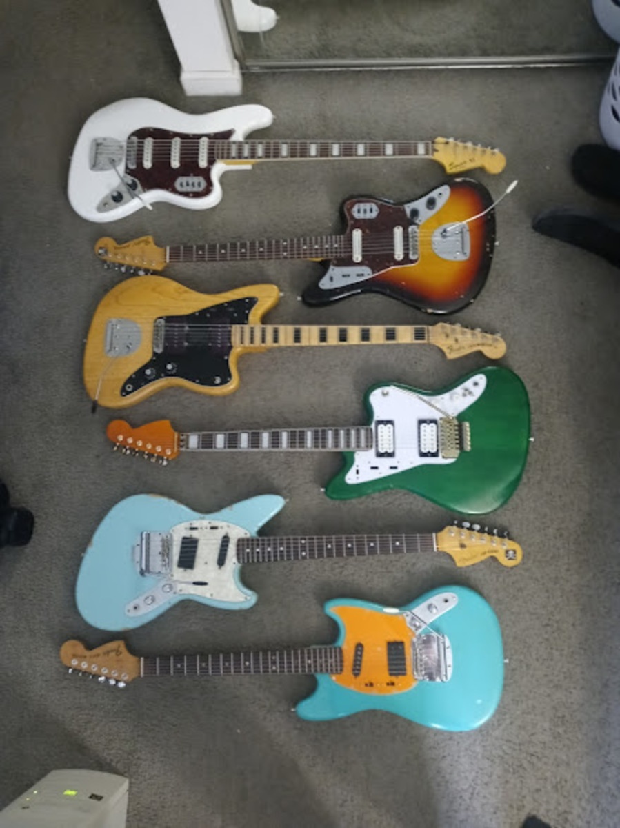 Fender Music Gear Setup by creepingnet featuring Fender Musicmaster Electric Guitar, Fender Jag-Stang Electric Guitar, and Fender Jaguar and 4 more pieces of gear