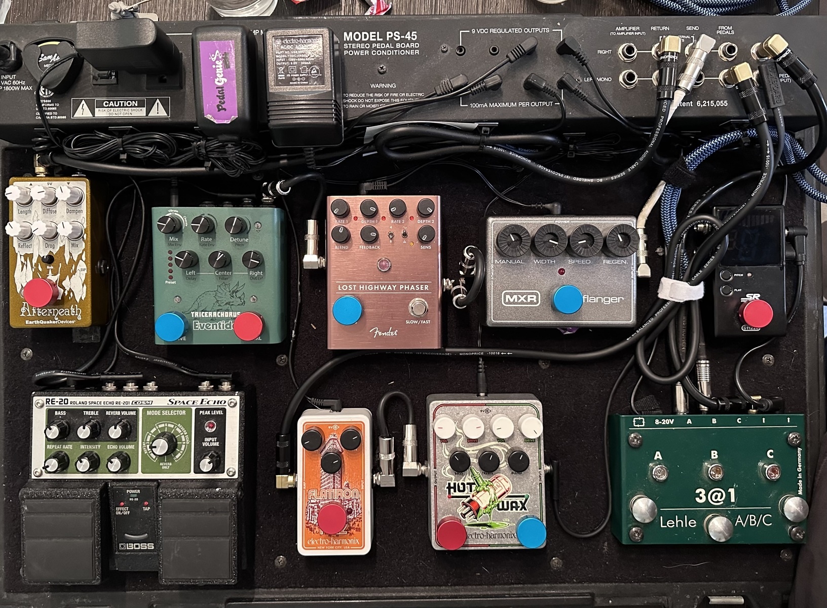 Pedalboard by guitarslinger78 featuring Lehle 3At1 Sgos Switcher Guitar Pedal, Electro-Harmonix Hot Wax, and Electro-Harmonix Flatiron Fuzz and 7 more pieces of gear