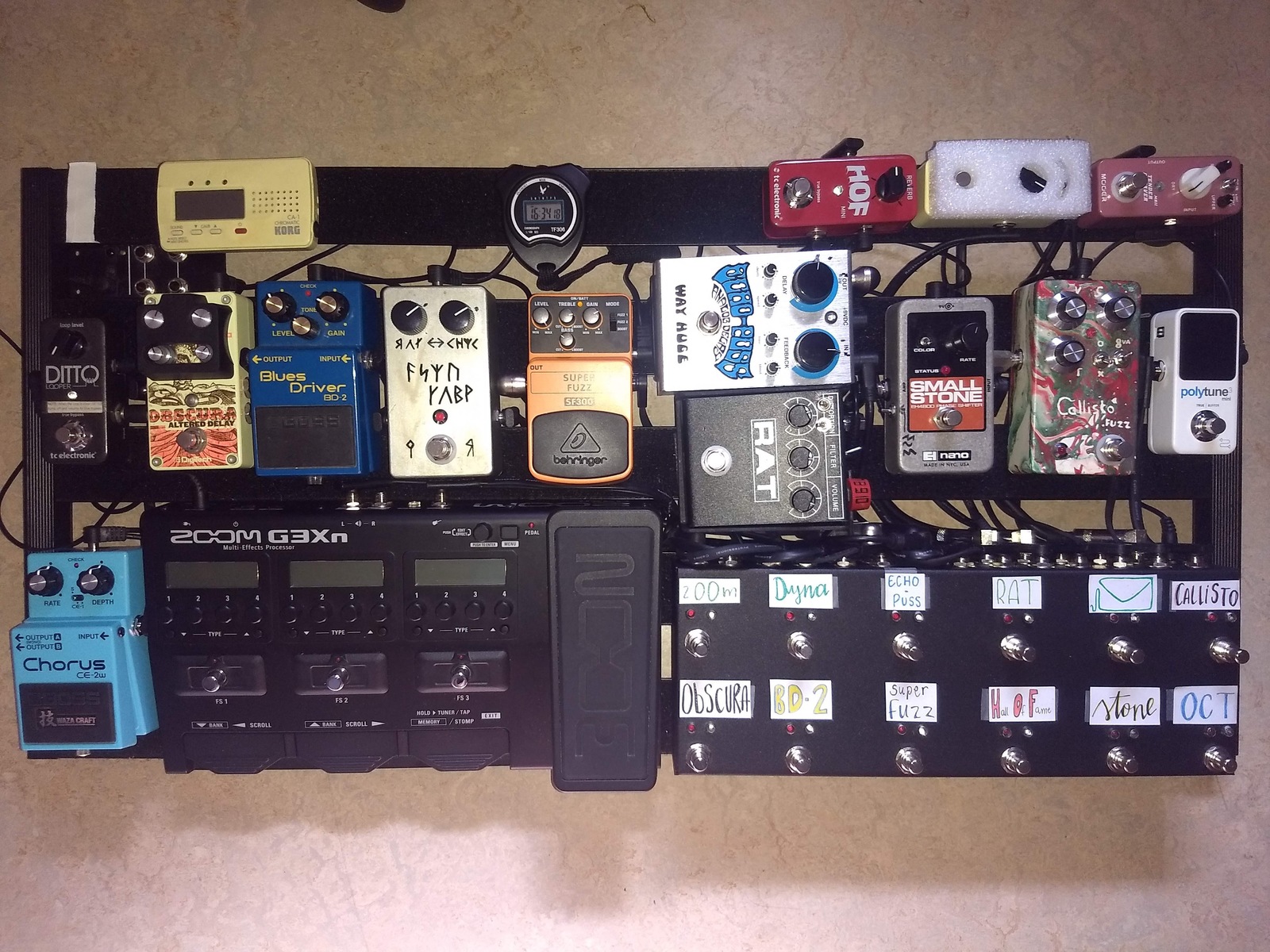 Pedalboard by waqwaves featuring TC Electronic PolyTune 3 Mini, Mooer Tender Octaver MKII, and Mooer Envelope Analog Auto Wah and 11 more pieces of gear
