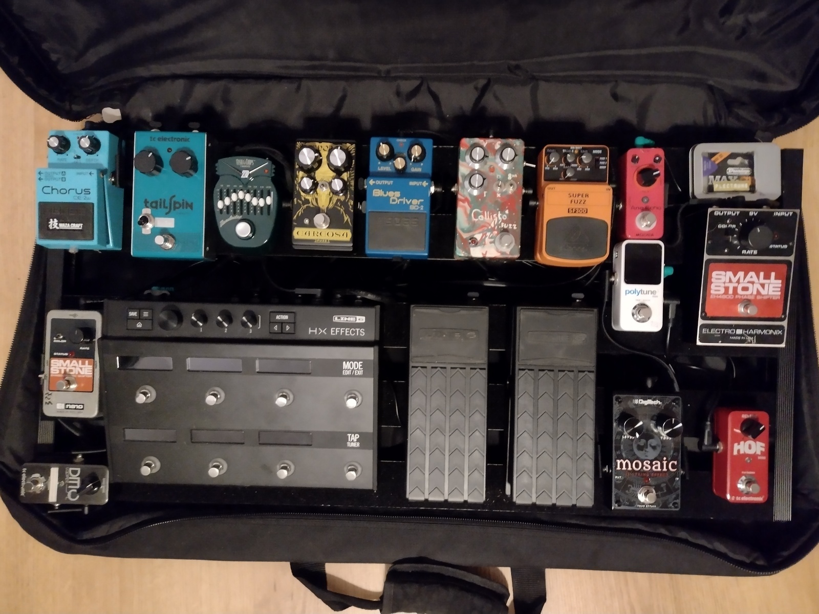 Pedalboard by waqwaves featuring TC Electronic Hall Of Fame Mini Reverb, TC Electronic PolyTune 3 Mini, and DigiTech Mosaic and 12 more pieces of gear
